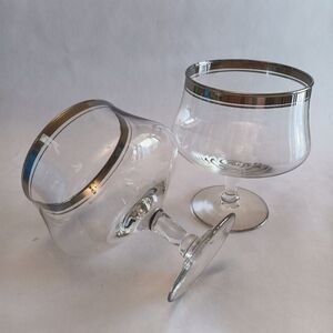 RareVintage Dorothy Thorpe Cocktail Glasses with Silver Band Retro Set of 2 + 1